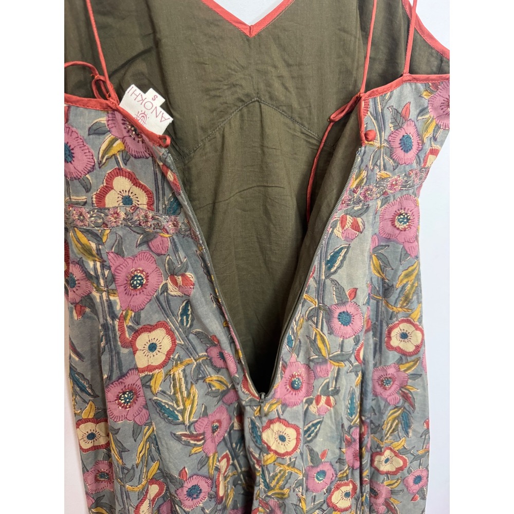 Anokhi Floral Maxi Spaghetti Strap Dress Sz S 100% cotton - Picture 3 of 5